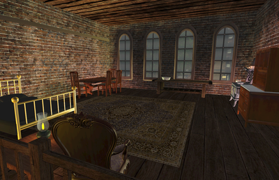 Interioe view of flat above Butcher shop.